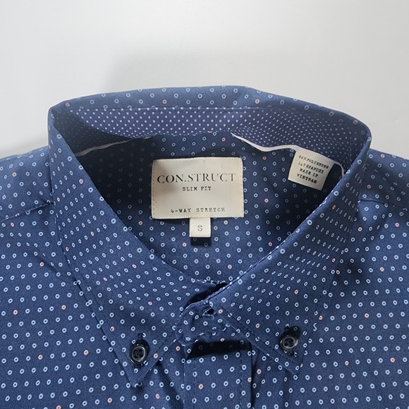 Con.Struct Shirt Mens S Lot of 2 Slim Fit 4 Way Stretch Geometric Polka Dots NEW - Picture 3 of 16